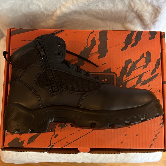 NEW MENS Black Leather Work Boots Size 8 1/2 WIDE, WORX by Red Wing Shoes - Picture 5 of 6